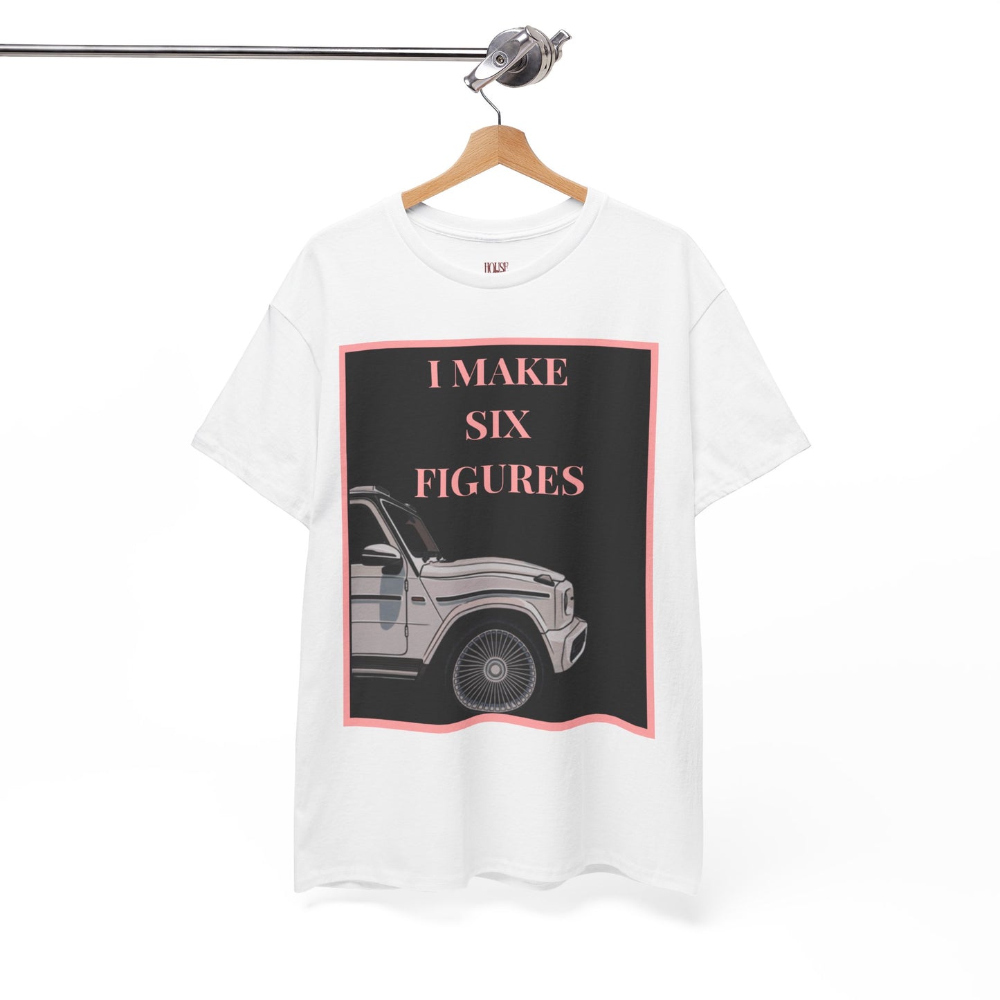 I Make Six Figures Jeep Graphic Tee — Pink & Black Trendy Jeep Shirt