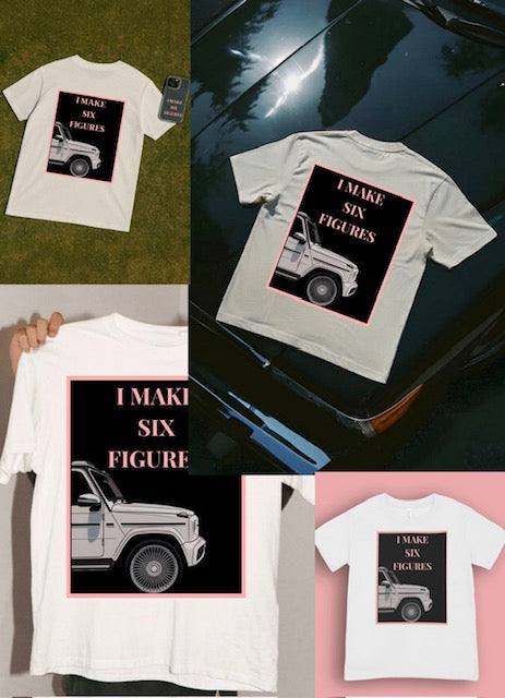 I Make Six Figures Jeep Graphic Tee — Pink & Black Trendy Jeep Shirt