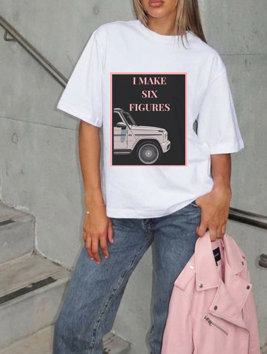I Make Six Figures Jeep Graphic Tee — Pink & Black Trendy Jeep Shirt
