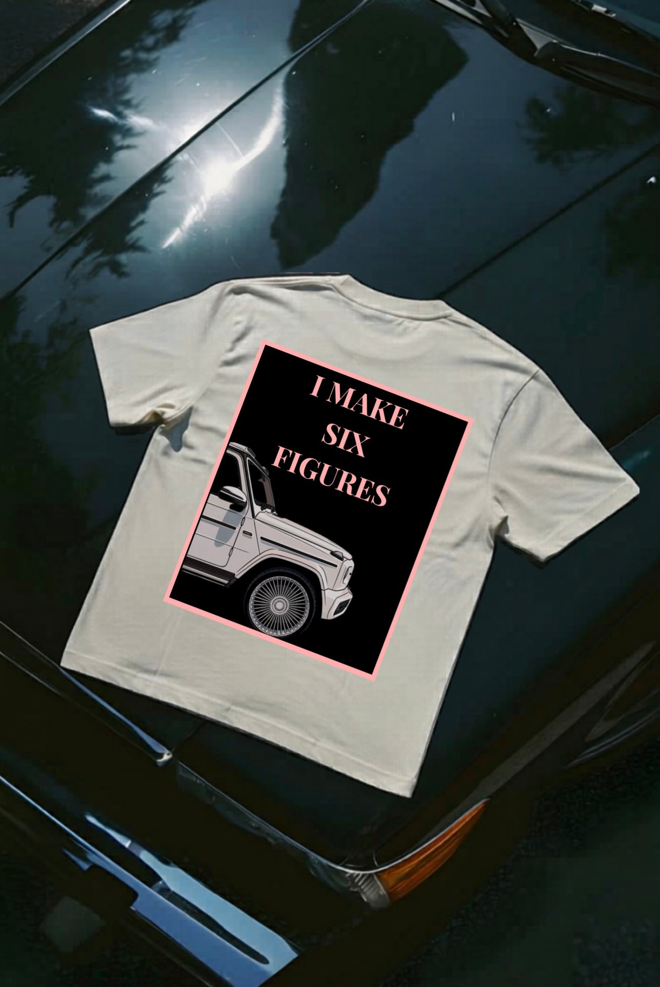 I Make Six Figures Jeep Graphic Tee — Pink & Black Trendy Jeep Shirt