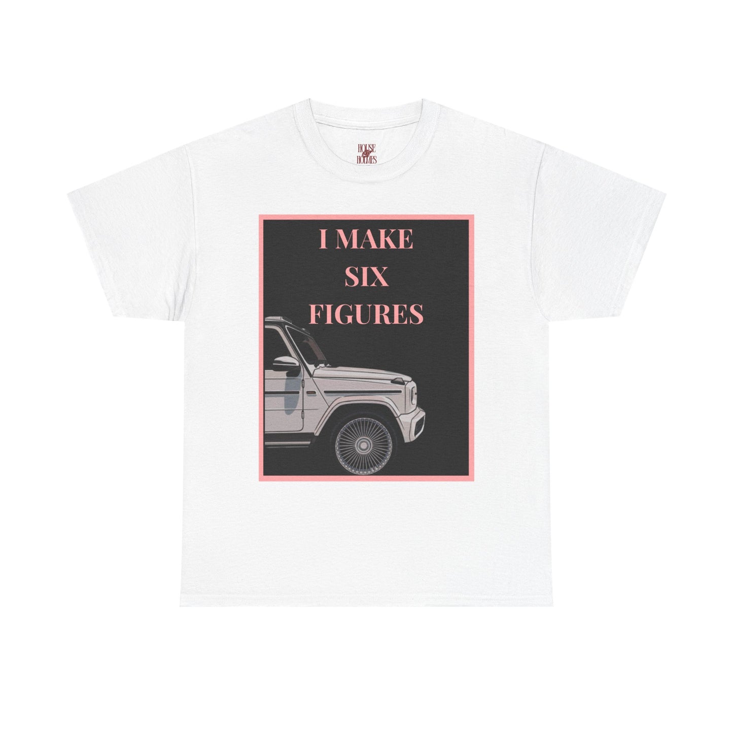 I Make Six Figures Jeep Graphic Tee — Pink & Black Trendy Jeep Shirt